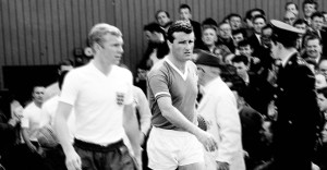 Republic of Ireland captain Noel Cantwell and England captain Bobby Moore 